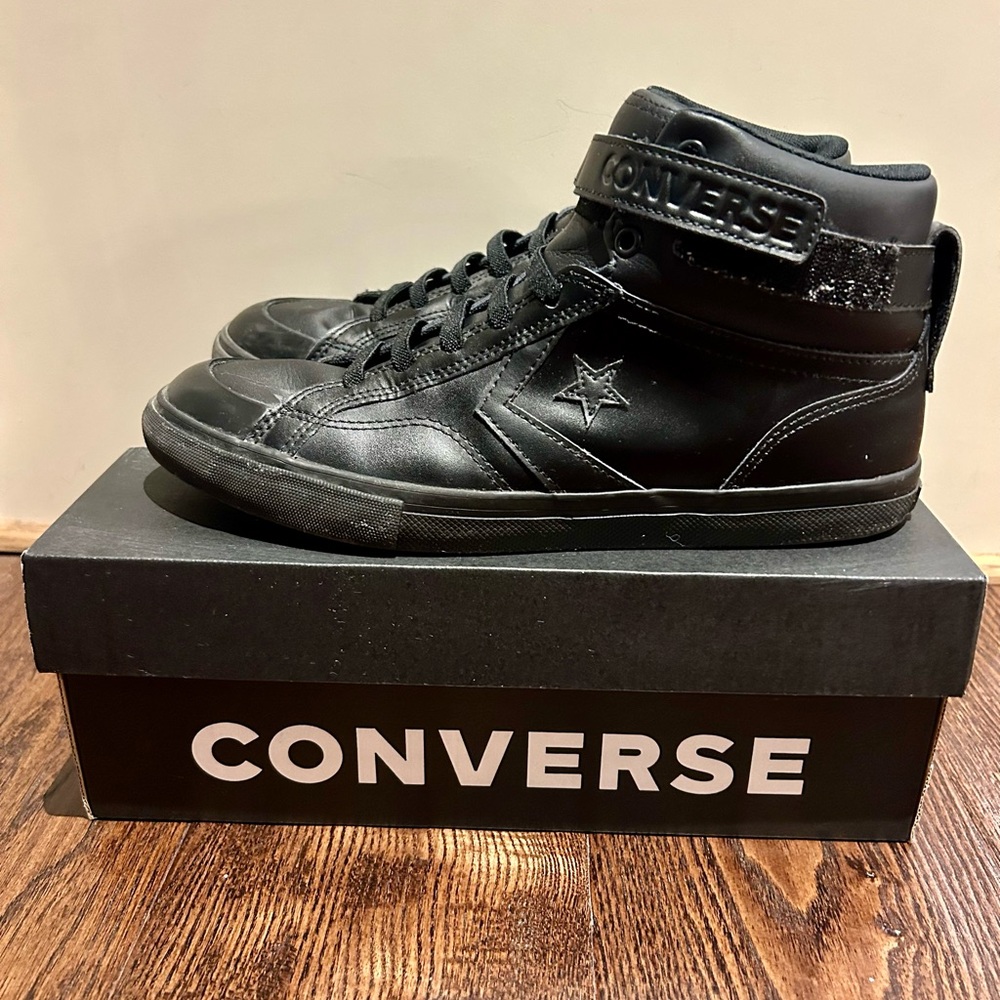 Converse Black Leather High-Top Sneakers